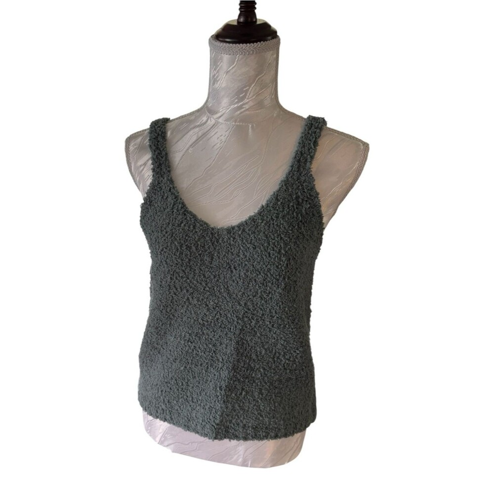 She & Sky Textured Scoop Neck Tank Top in Charcoal SMALL